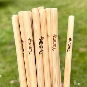 Personalized bamboo straws, washable and reusable straws for weddings, baptisms, birthdays.