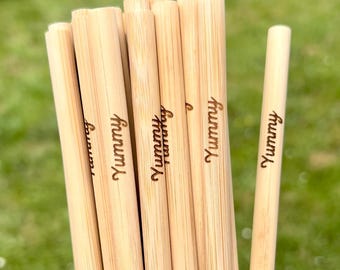 Pailles en bambou personnalisées, pailles lavables et réutilisables pour mariage, baptême, anniversaire.