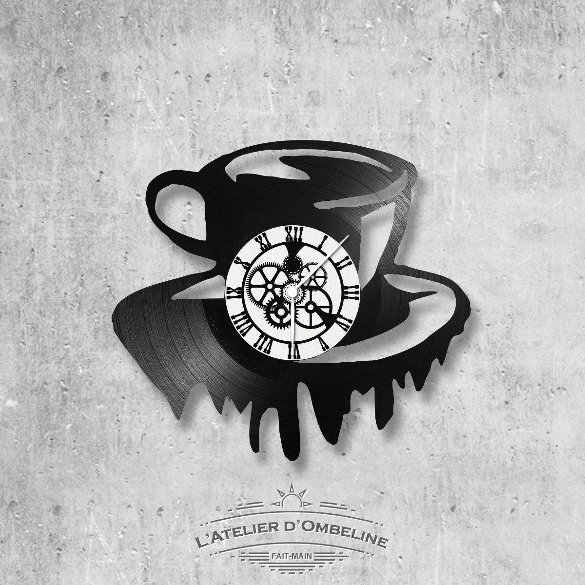 Horloge en Disque Vinyle 33 Tours Thème Tasse
