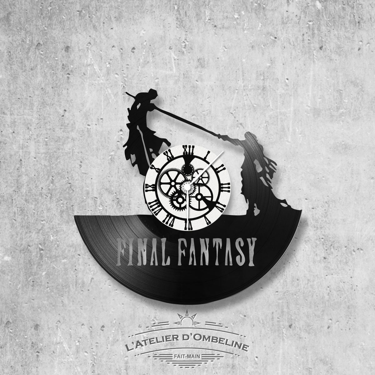 Horloge Murale en Vinyle 33 Tours Fait-Main/Thème Final Fantasy Jeux Video