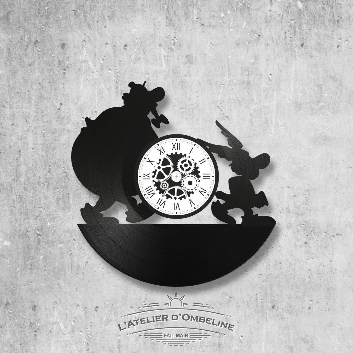Horloge Murale en Vinyle 33 Tours Fait-Main/Thème Astérix et Obélix, Déssins Animés, Goscinny