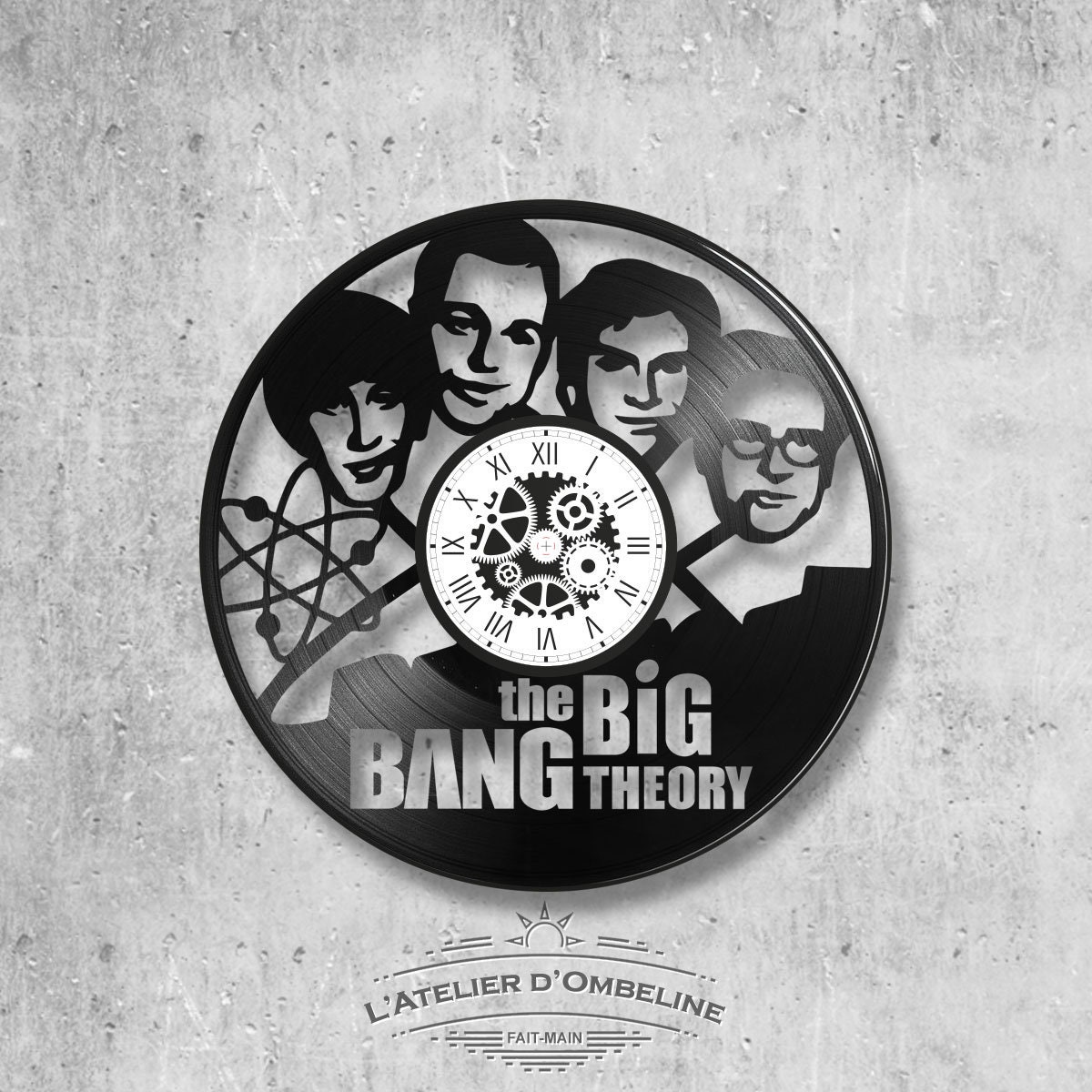 Horloge en Disque Vinyle 33 Tours Thème Big Bang Théory