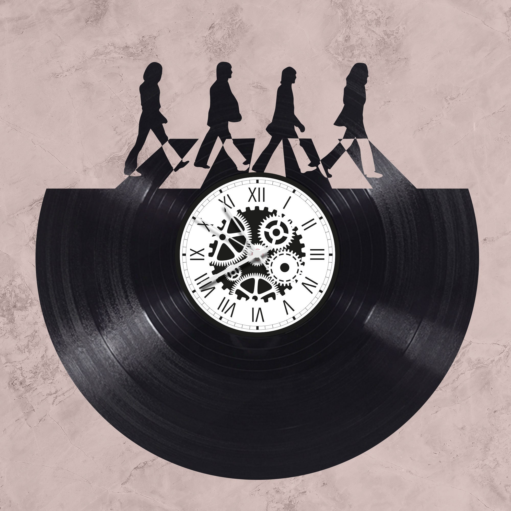 Beatles theme 33 rpm vinyl record clock