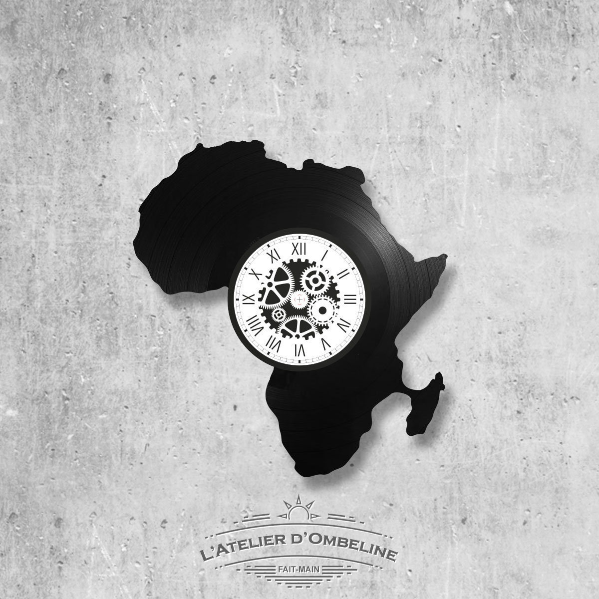 Horloge en Disque Vinyle 33 Tours Thème Afrique