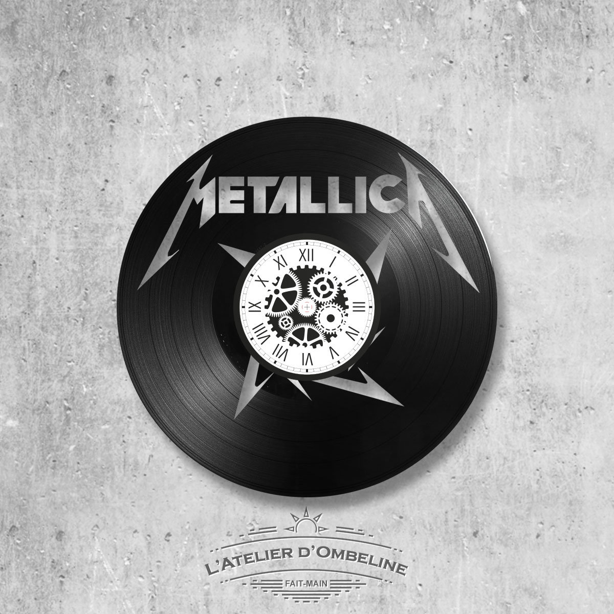 Horloge Murale en Vinyle 33 Tours Fait-Main/Thème Metallica Musique Groupe Rock