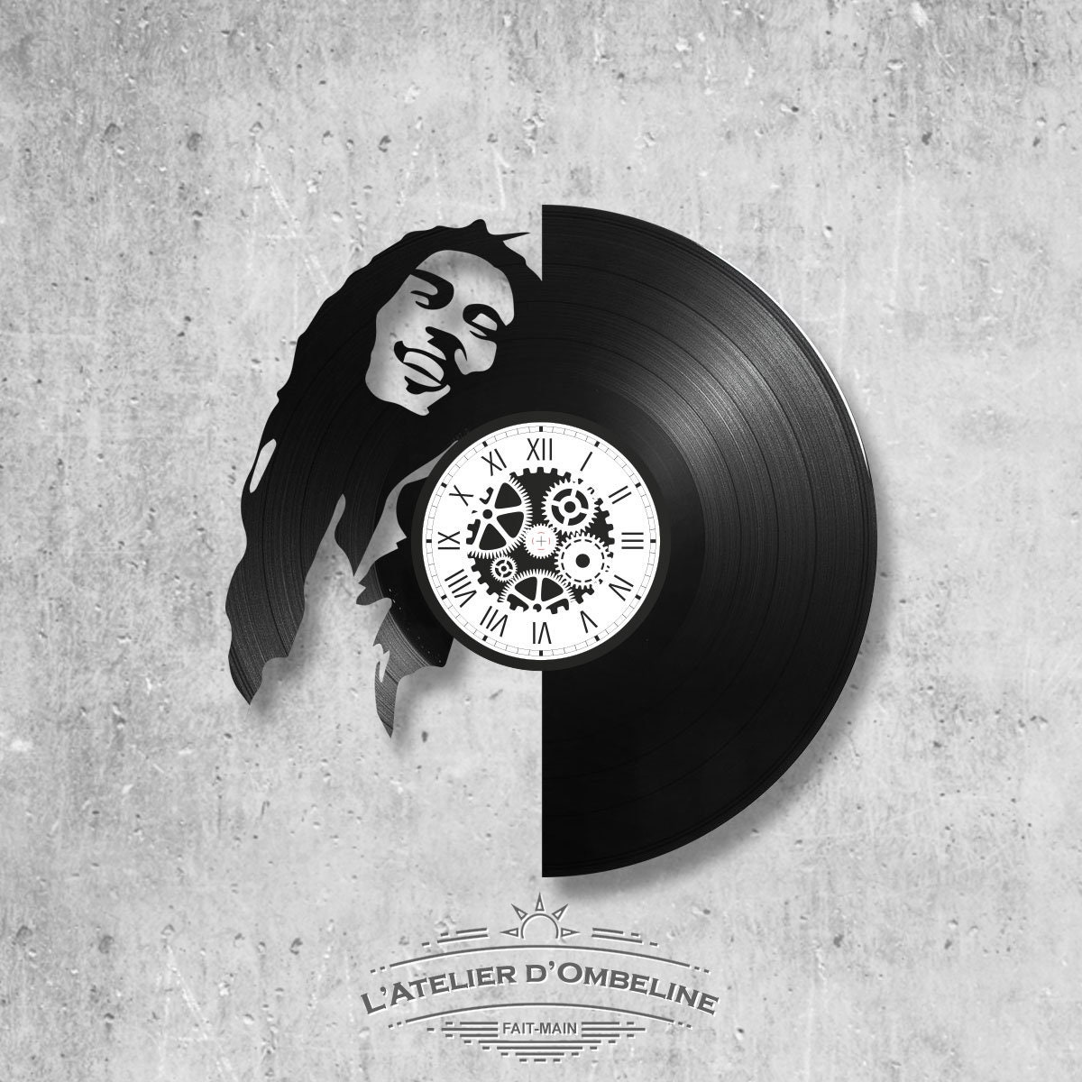 Horloge en Disque Vinyle 33 Tours Thème Bob Marley