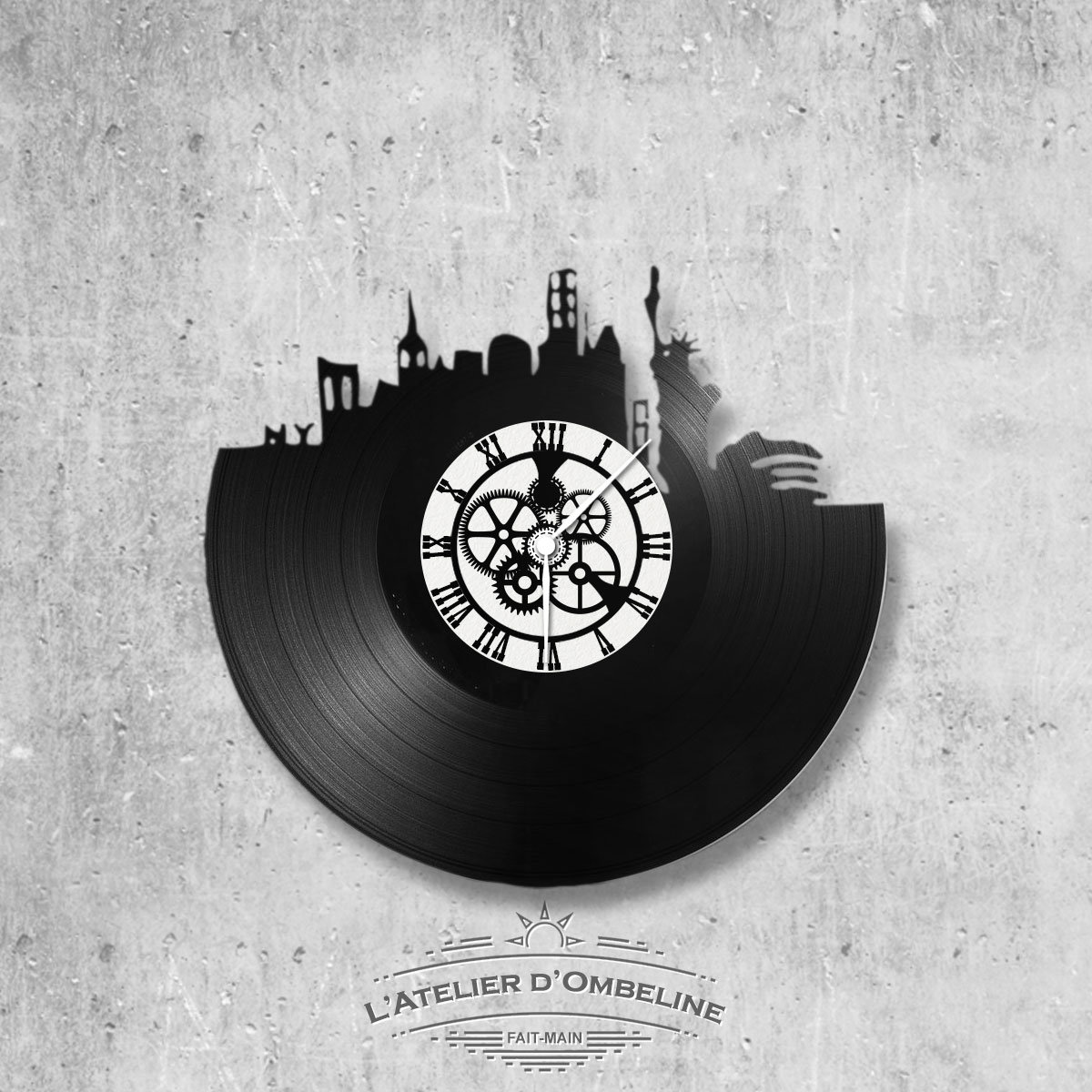 Horloge en Disque Vinyle 33 Tours Thème New York