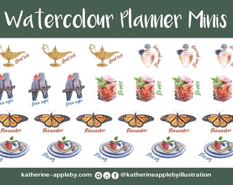 Planner Stickers | STICKER SHEET | Mini watercolour stickers for your diary