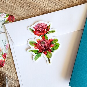 FLOWER STICKER Australian Red Waratah Waterproof Vinyl image 2