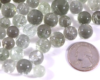 Tiny Prasiolite Spheres