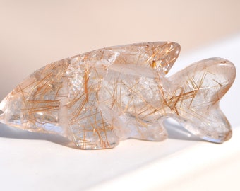 Small Rutilated Quartz Carved Fish