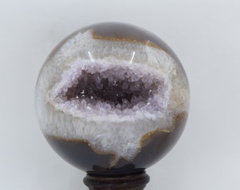 Amethyst Druze in Agate & Quartz Sphere