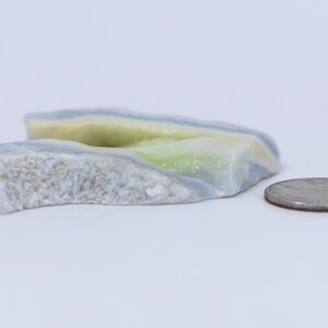 Pu&ograve; includere: Una pietra di agata di colore blu chiaro, verde e bianco con una texture ruvida e naturale. La pietra &egrave; circa delle dimensioni di una moneta da 20 centesimi di euro.
