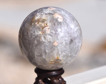 Flower Agate & Quartz Sphere