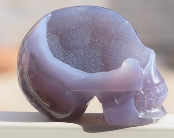 Druzy Purple Chalcedony Skull