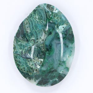Unique Partially Polished Moss Agate Cabochon