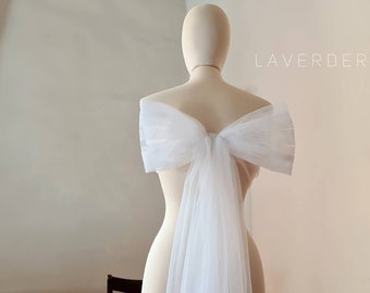 CAROLINE | Bridal wrap with a bow. Off the shoulder wedding shawl with a bow