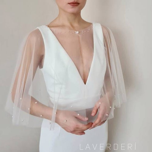 Pearl Bridal Cape Wedding Cape Bridal Capelet With - Etsy