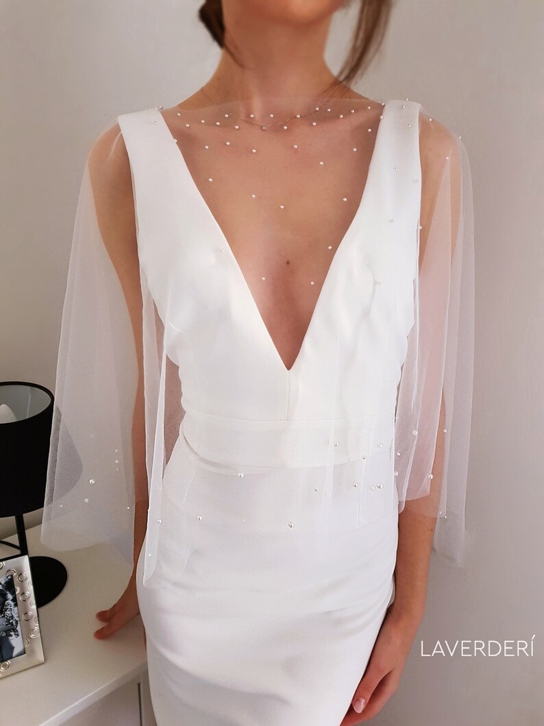pearl wedding cape
