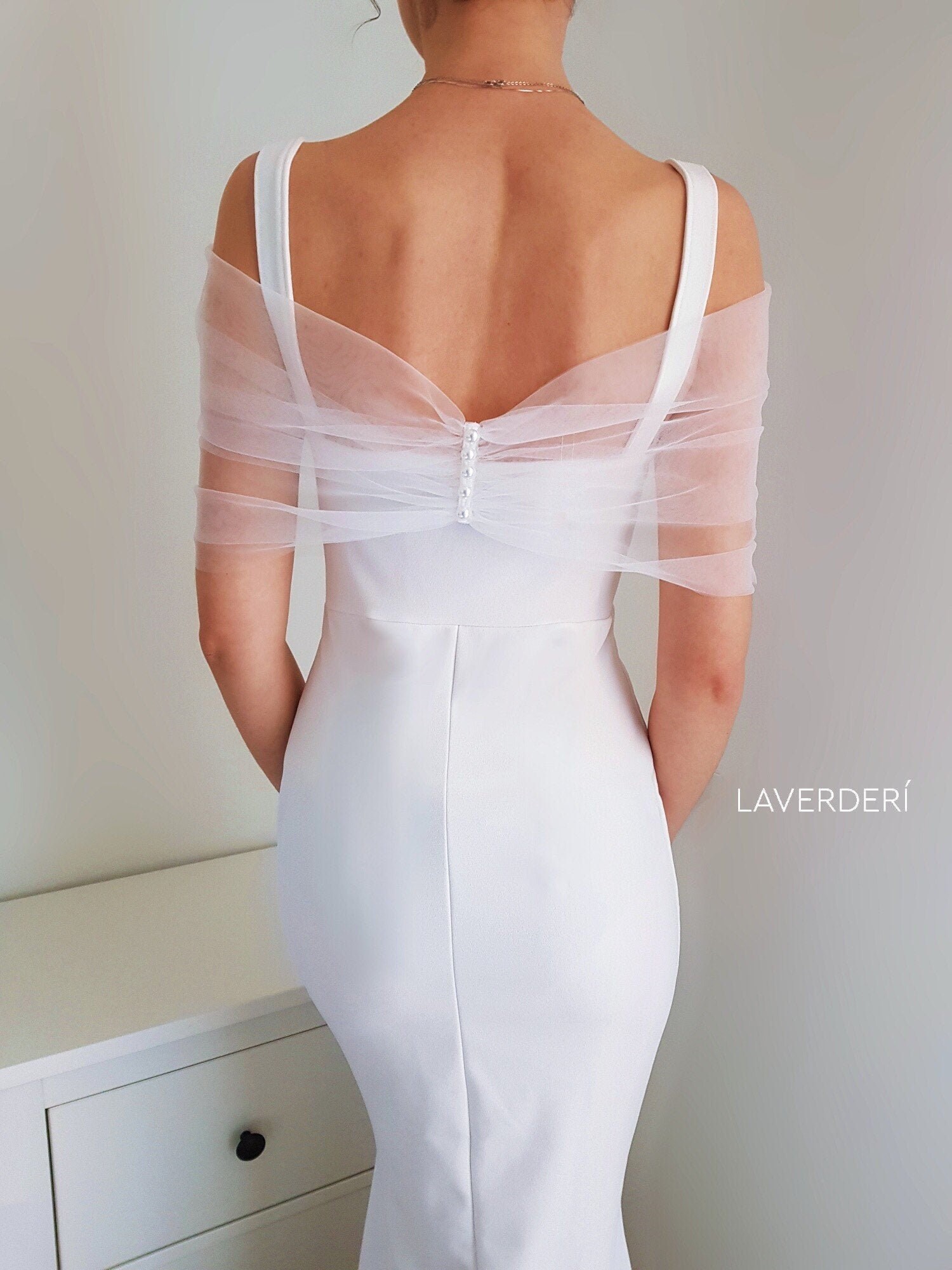 Off the Shoulder Bridal Wrap Tulle ...