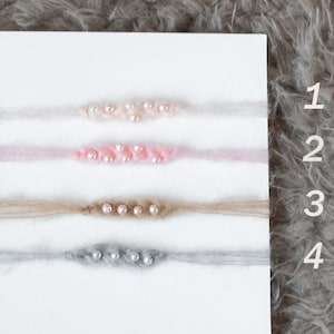 Newborn beads headband - perfect for memorable baby photography sessions, christening baby rhinestone pearl