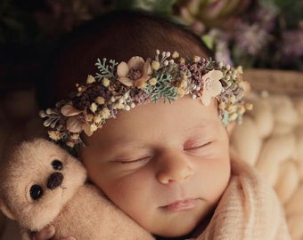 RTS Halo newborn floral wreath headband, baby girl gift, photography photo props Romantic blooming, Tieback, crown summer