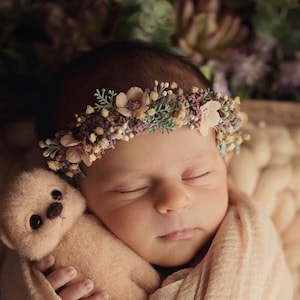 RTS Halo newborn floral wreath headband, baby girl gift, photography photo props Romantic blooming, Tieback, crown summer