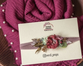 Newborn headband, Spring flower Headband RTS photography props baby girl gift one year birhday gift easter  photo props