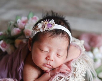 Spring Newborn Headband newborn flower Headband RTS ivory photography props baby girl gift  RTS