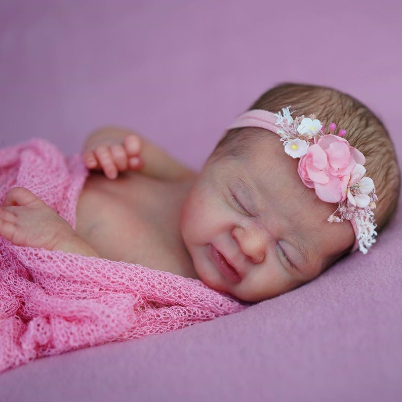 Newborn rainbow tieback headband RTS Spring flower headband baby photo prop spring photography props floral headpiece rainbow colors