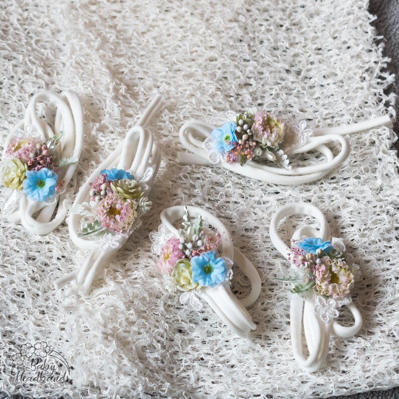 flower tieback Spring Newborn photography photo props Delicate Headband Baby Girl gift