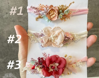 Newborn flower headbands RTS photo prop crochet eco toys photography props set baby girl headband set of tiebacks blanket accessories