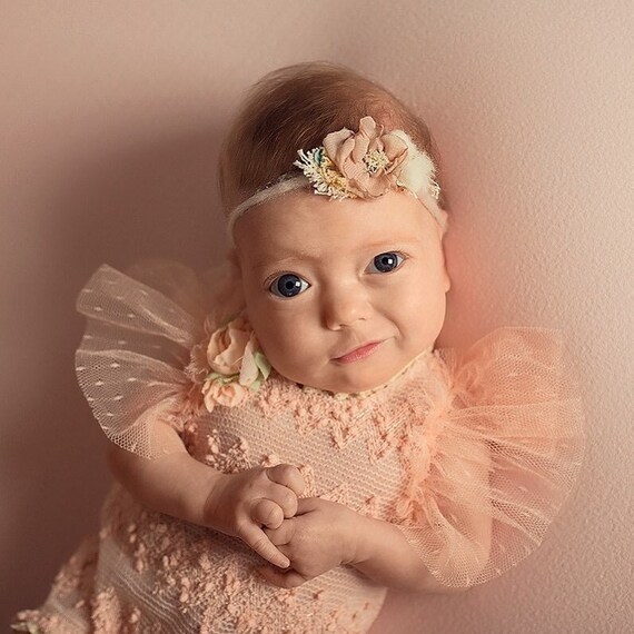 Romantic Newborn Silken Tieback, RTS Headband Photo Prop  display picture 2