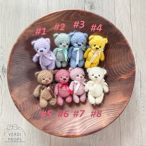 RTS Newborn crochet Teddy Bear toy, handmade eco toy, newborn animals photography, color photography props, newborn toys