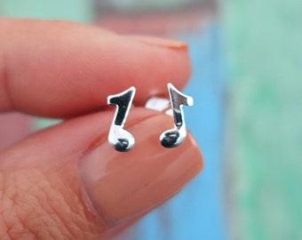 925 Sterling Silver Musical Notes Earrings, Clef Note Earrings, Music Note Earrings, Music Note Studs, Music Teacher Gift, Music Jewelry