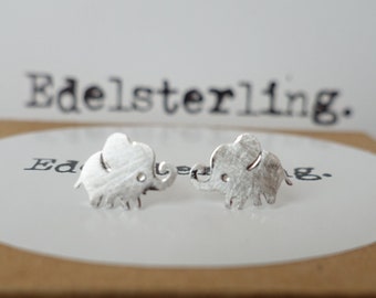 925 Sterling Silver Matt Elephant Stud Earrings, Elephant Jewlerly, Elephant Earrings, Elephant Studs, Animal Earrings, Zoo Animal, Animal