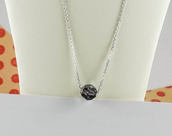 925 Sterling Silver Round Black (Silver Night) Swarovski Crystal Necklace, Swarovski Crystal, Swarovski Necklace, Black Swarovski, Necklace