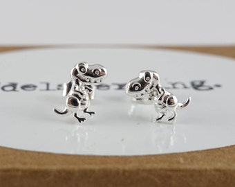 925 Sterling Silver Dinosaurs Stud Earrings, Dinosaurs Jewlerly, Dinosaurs Earrings, Dinosaurs Studs, Tyrannosaurus Rex Earrings, Dino, Trex