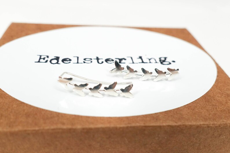 Butterfly Ear Pins Ear Crawlers 925 Sterling Silver Butterfly Ear Pins Ear Pins Ear Climber Earrings Ear Sweeps Butterfly Pins