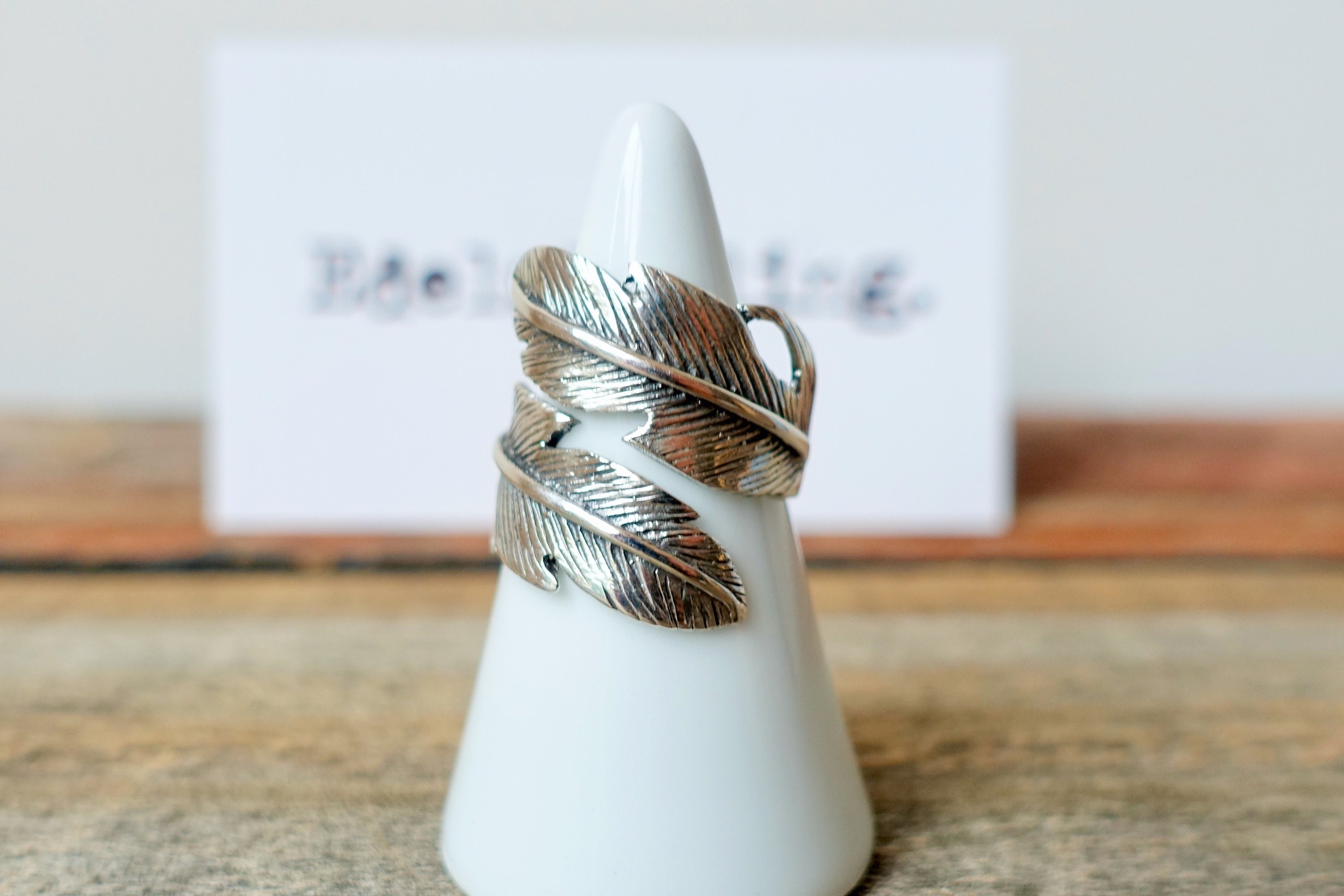 White gold 2024 feather ring