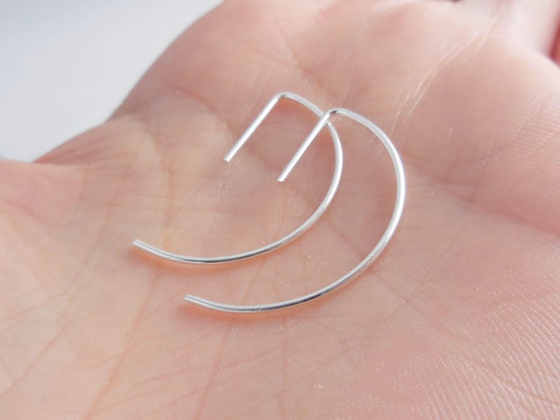 Ear Chain Threader Earrings 925 Sterling Silver Wire Ear Threaders Wire Earrings Ear Threaders Open Hoops Threader Geometric Earrings