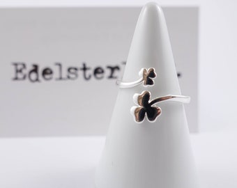 925 Sterling Silver Adjustable Shamrock Ring, Silver Shamrock Ring, Shamrock Jewelry, Adjustable Ring,Flower Stud, Adjustable Good Luck Ring