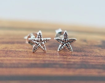 925 Sterling Silver Starfish Stud Earrings, Dainty Starfish Studs, Fish Jewelry, Nautical Gift for Her, Sea Life Jewelry, Cute Sea Star Stud