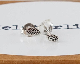 925 Sterling Silver Tiny Leaf Stud Earrings, Leaf Studs, Leaf Post Earring, Leaf Jewelry, Nature Stud, Nature Jewelry, Silver Leaves, Leaves