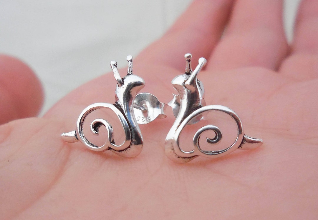 925 Sterling Silver Snail Earrings Snail Earrings Snail Etsy
