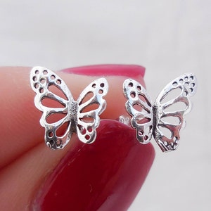 925 Sterling Silver Butterfly Earrings, Butterfly Studs, Butterfly Earrings, Lucky Butterfly, Butterfly Jewelry, Animal Earrings, Insect