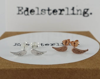 925 Sterling Silver Pink Gold Angel Wings Earrings, Angel Wings Earrings, Angel Wings Studs, Angel Wings Jewelry, Wing Studs, Tiny Wings