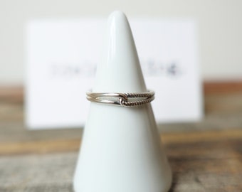 925 Sterling Silver Twisted Rope Ring, Stacking Ring, Silver Twisted Ring, Knot Ring, Half Twisted Rope Ring, Half Polished, Infinity