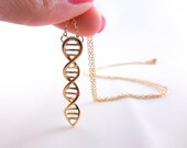 18 k geel goud DNA ketting wetenschap sieraden, Helix charme, Double Helix ketting, DNA ketting, Helix, molecuul ketting, Science ketting