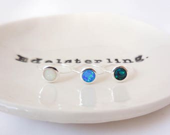925 Sterling Silver Opal Ring, Opal Jewelry, White Opal, Australian Opal, Green/Blue, Blue Opal, White Jewelry, Blue Jewelry, Boho Ring
